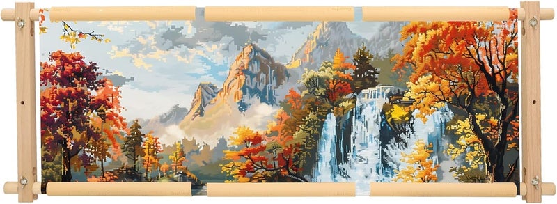 GuoFa Embroidery Tapestry Scroll Frame, Detachable Cross Stitch Frame, Scroll Embroidery&Quilting Holder for Cross Stitch, Needlepoint, and Sewing Projects (30.31inch*11.8inch) - Image 1